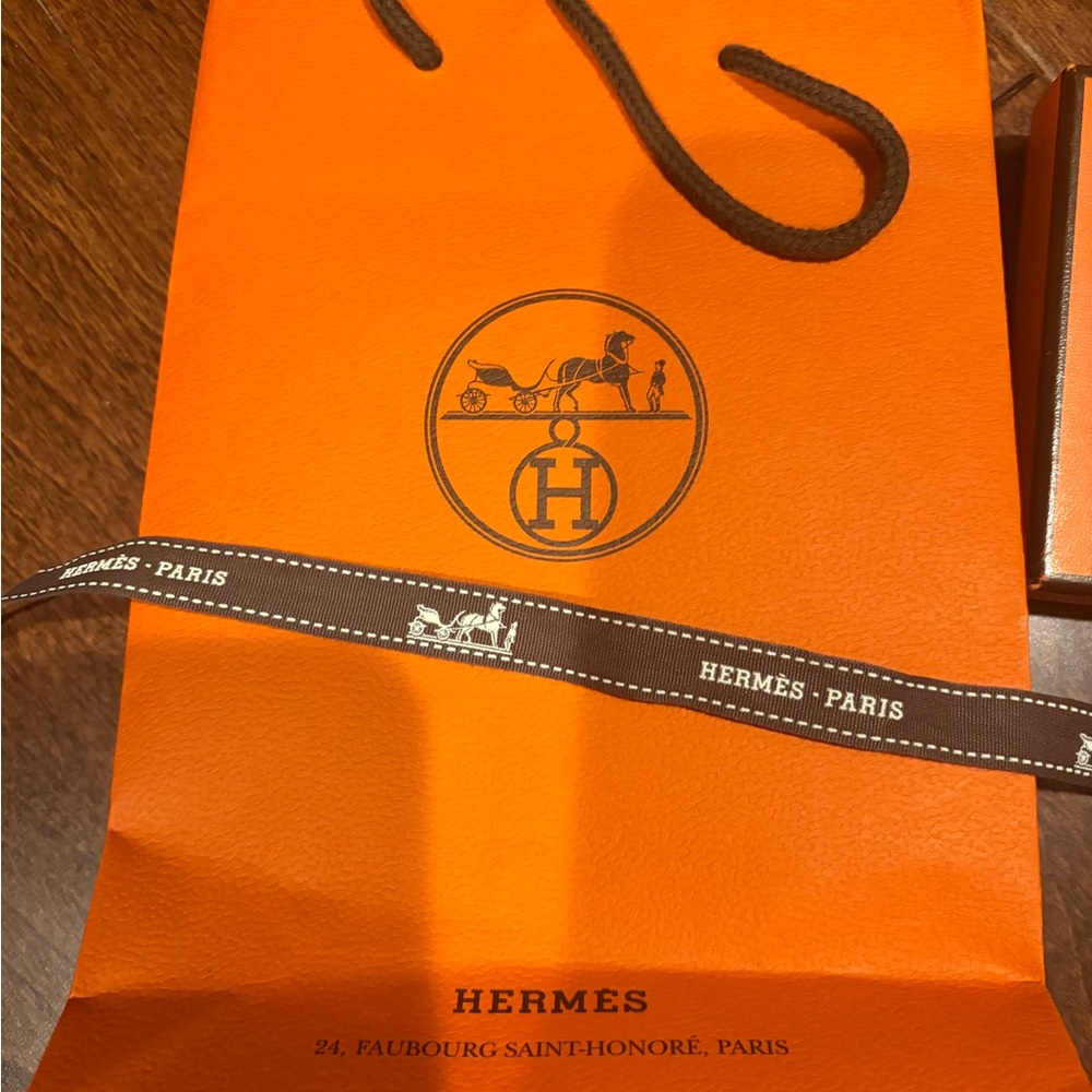 Hermes Vibrant Orange Bag with Dark Brown Ribbon
